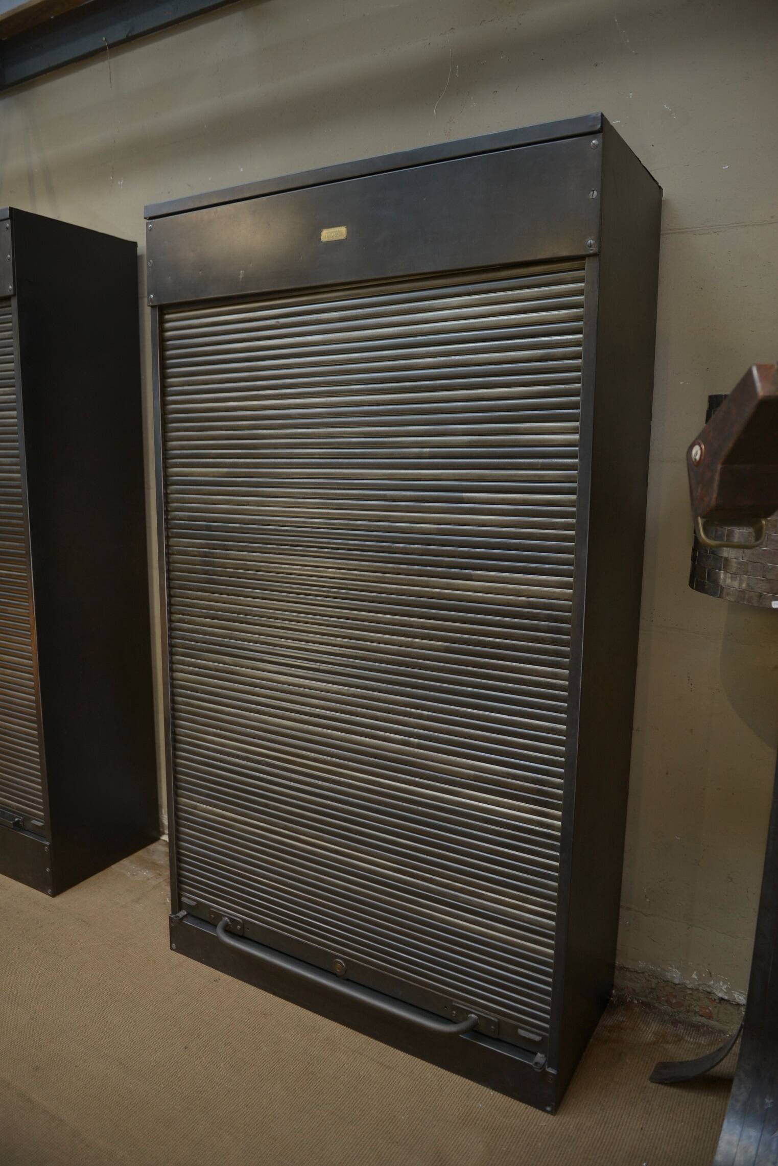 "Ronéo" 1950s Metal Shutter Filing Cabinet