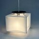 Lampe pendentif blanche vintage Cube, époque spatiale, années 1970