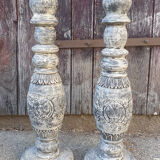 pair of large wooden candle picks, vintage