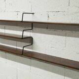 Zigzag string shelf 3 black ladders 5 teak shelves 1950