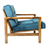Vintage armchair navy blue velvet Mid century modern design by Zenon Bączyk 1965
