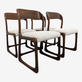 Série de 4 chaises traineau Baumann des années 60/70