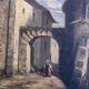 19th century painting, oil on canvas, interior decor of a lively village