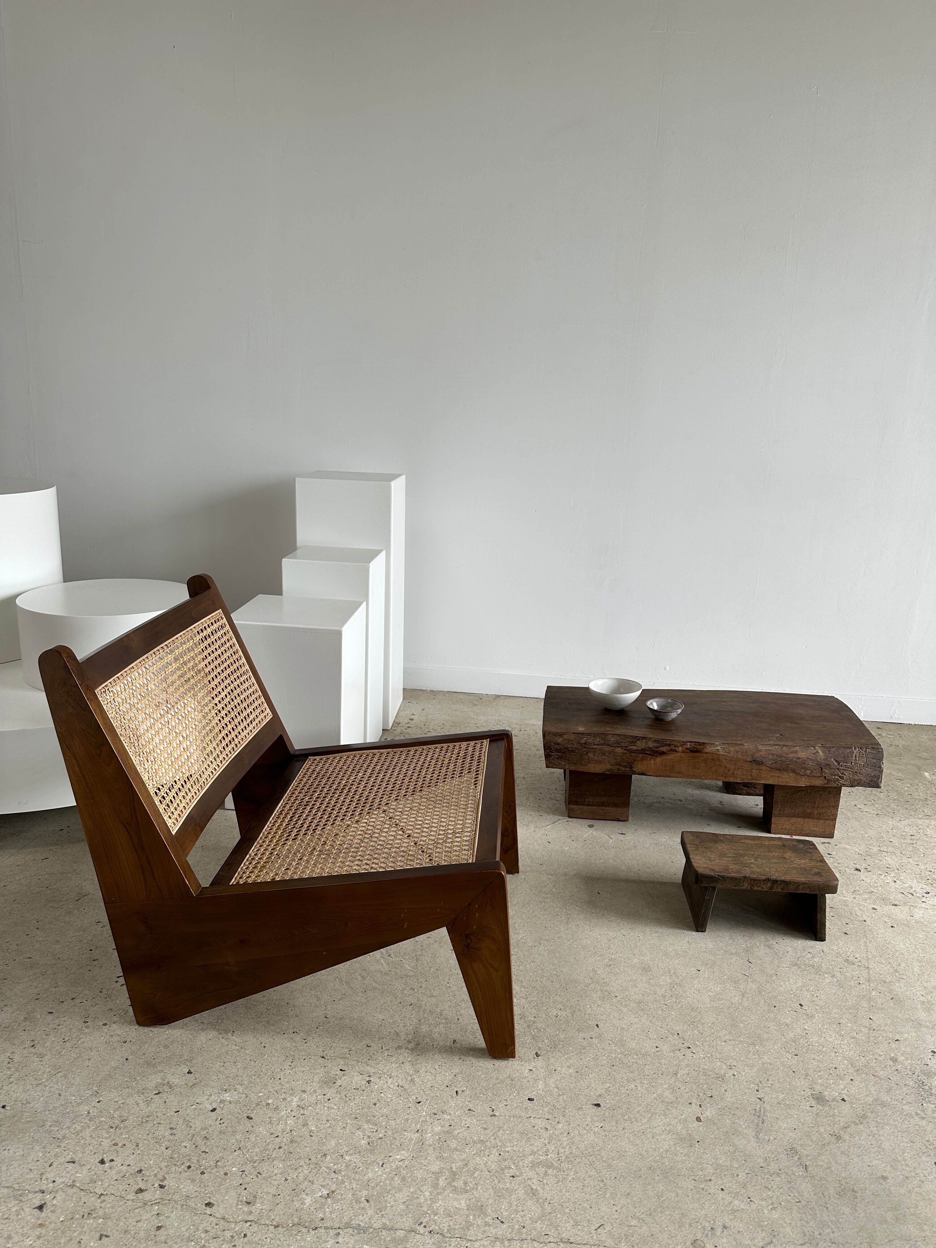 Asian solid wood quadripod brutalist coffee table H30 L81 l42