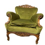 set of 2 vintage green baroque armchairs / armchairs / club chairs