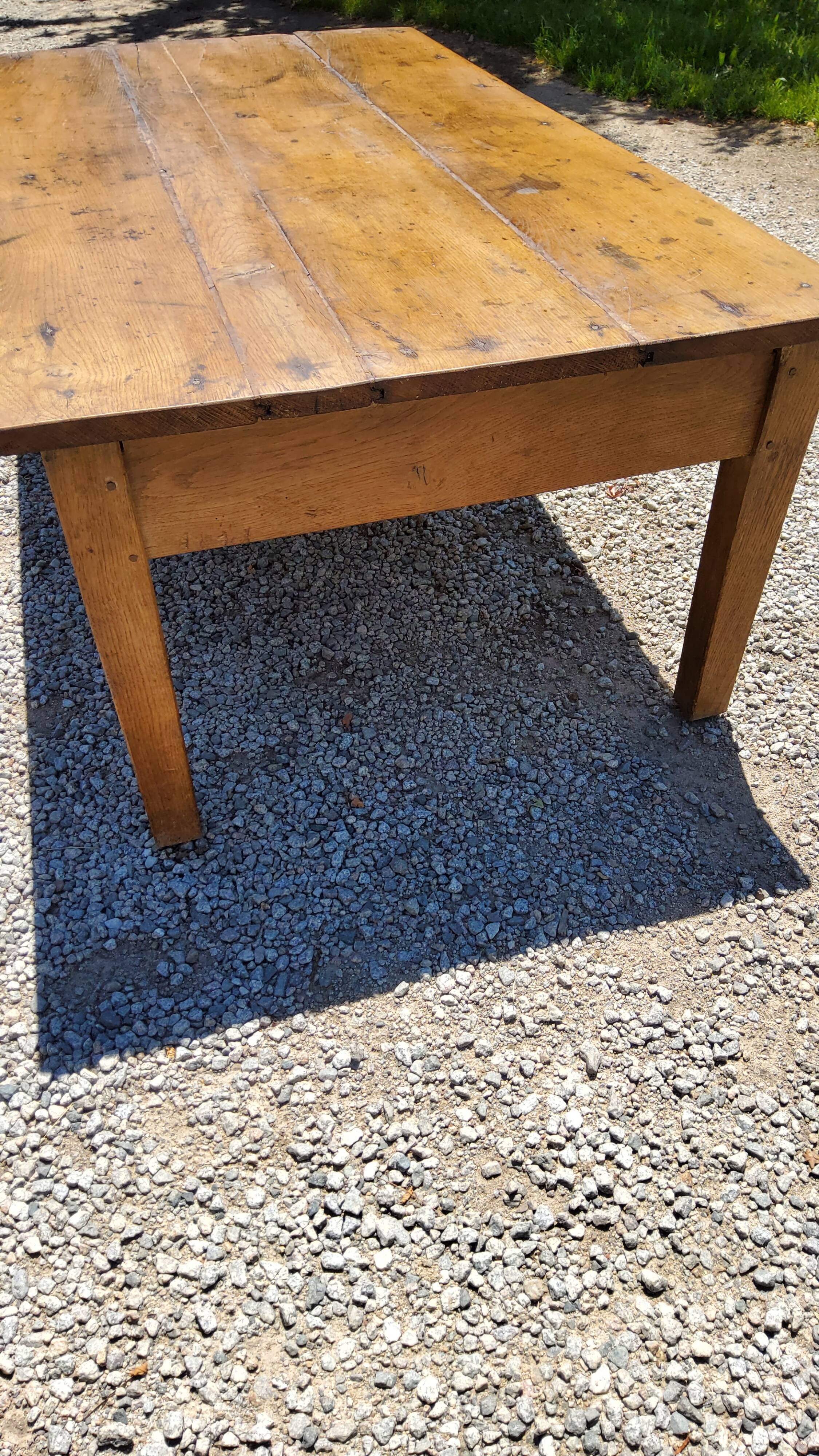 Oak farmhouse coffee table nineteenth century 160cm 2 drawers