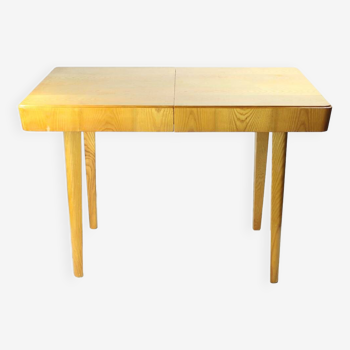 Table à manger extensible vintage en bois de frêne, Mier Tchécoslovaquie 1960