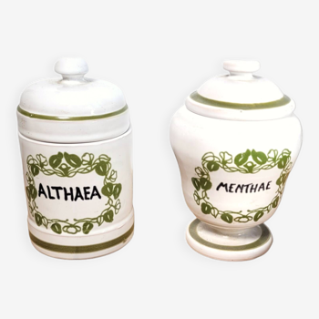 Pair of old apothecary pharmacy pots