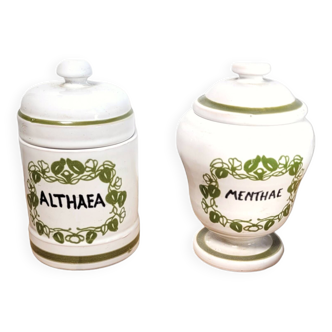 Pair of old apothecary pharmacy pots