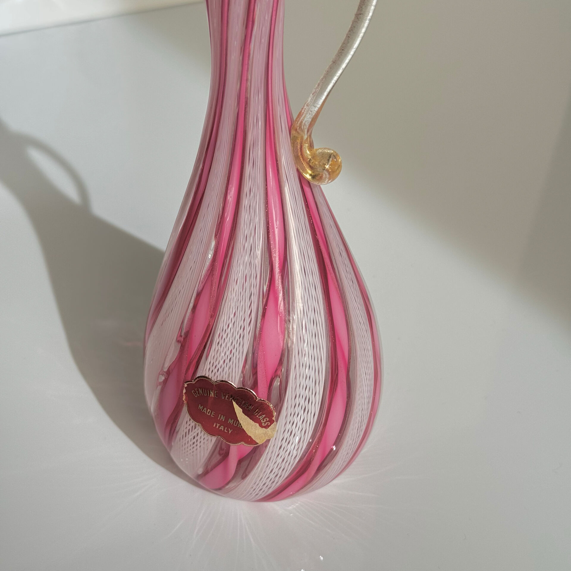 Murano Glass Ewer Vase 1 – Latticino Technique