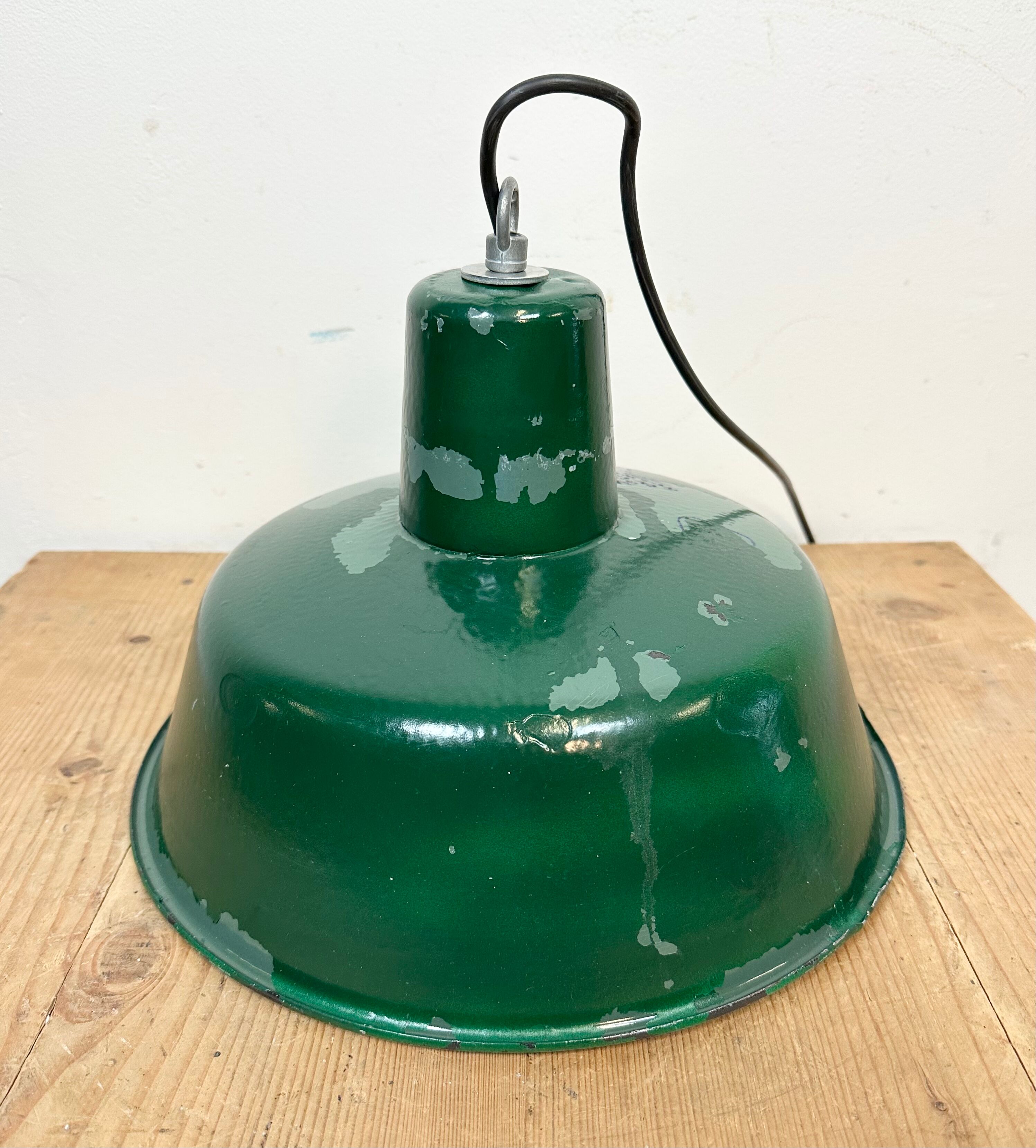 Green Industrial Factory Pendant Lamp, 1960s