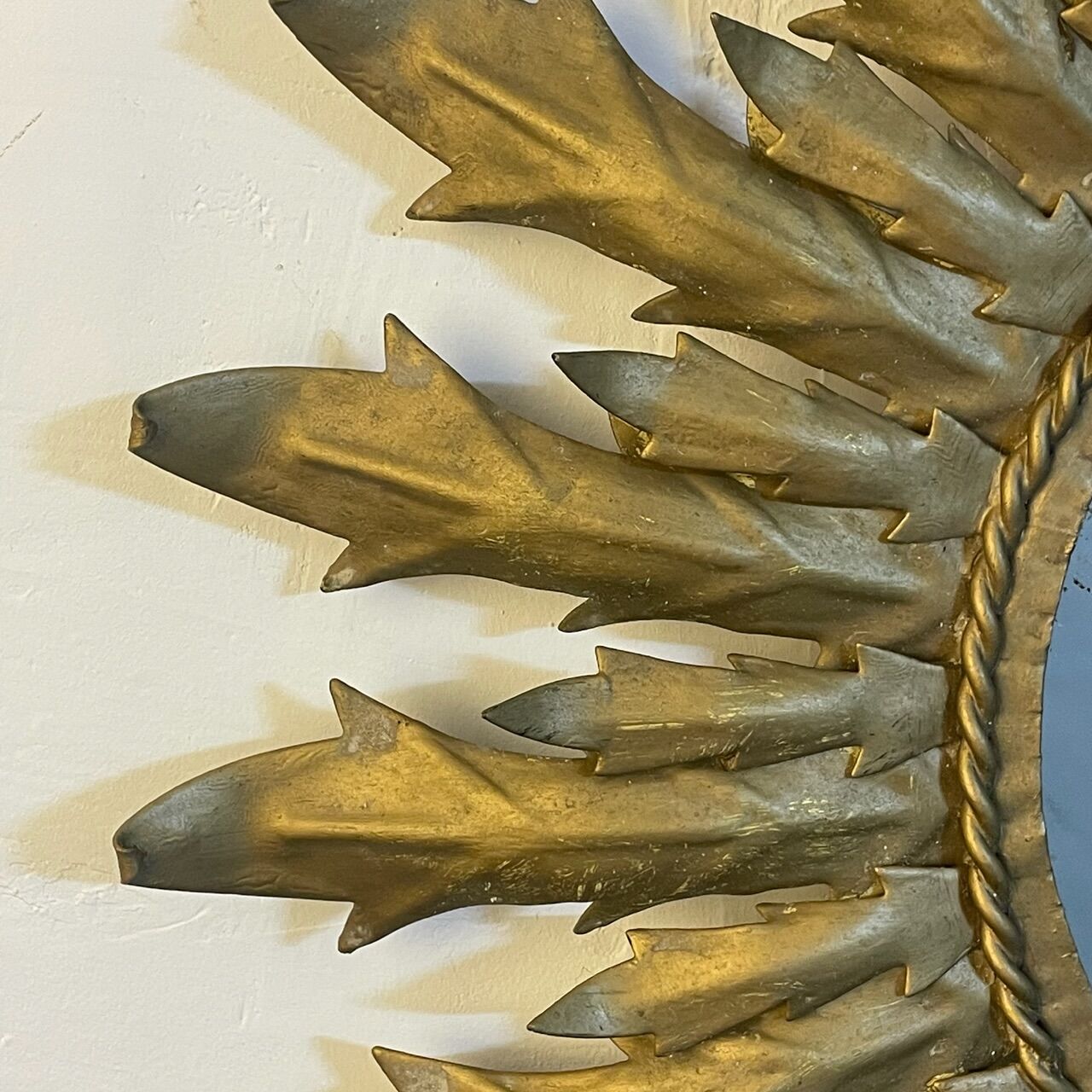 Round wrought iron sun mirror from the 50s, Italy