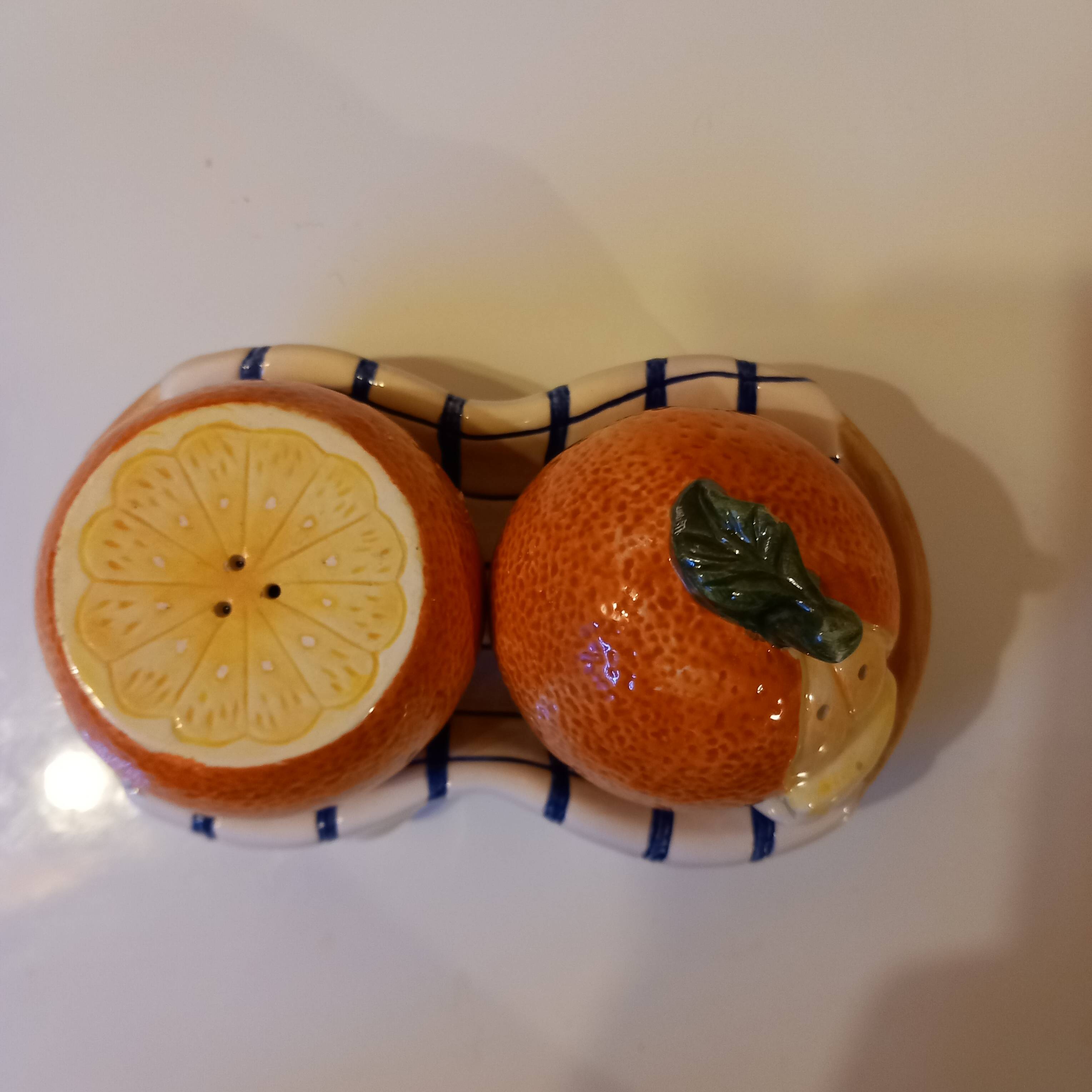 Orange fruit salt and pepper shaker