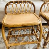 Two rattan bedside tables