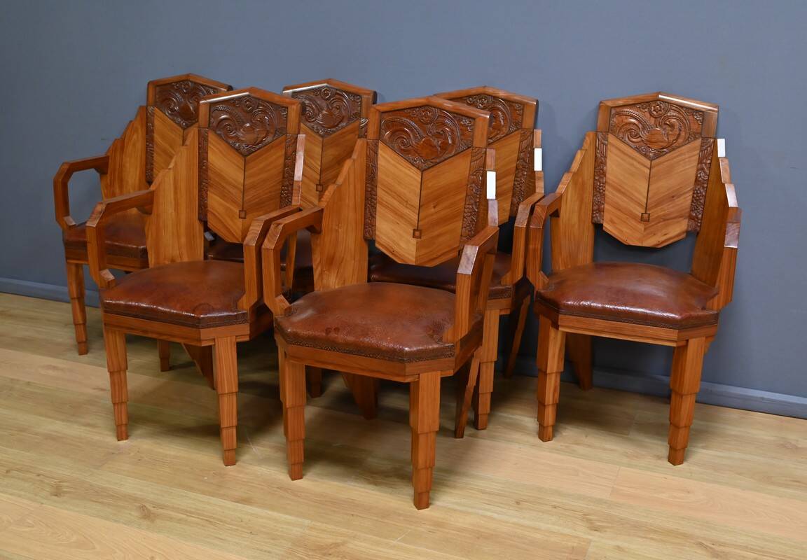 Set of 6 Rosewood Armchairs, Art Deco – 1910