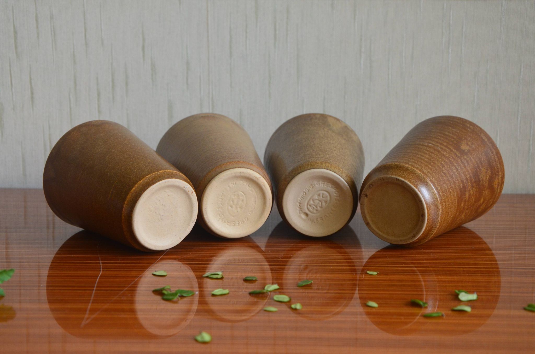 Set of 4 Digoin stoneware glasses