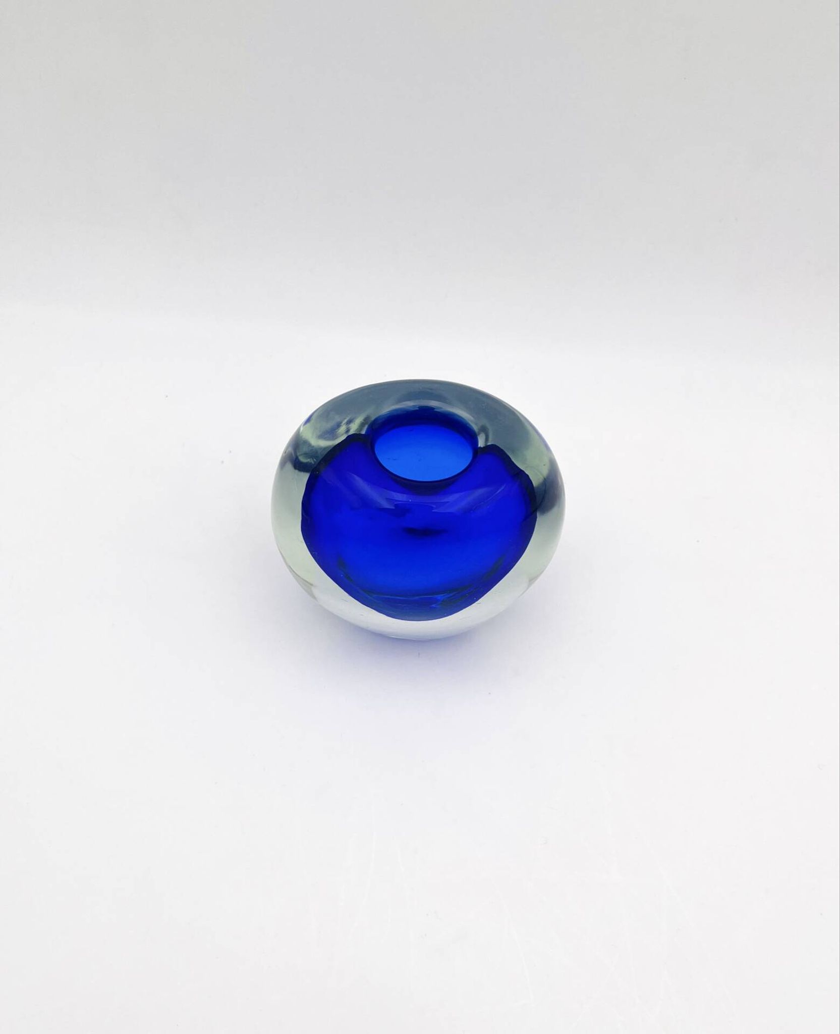 Murano Sommerso Cobalt Blue Vase 11cm 1kg Vintage Art Glass Design 60s