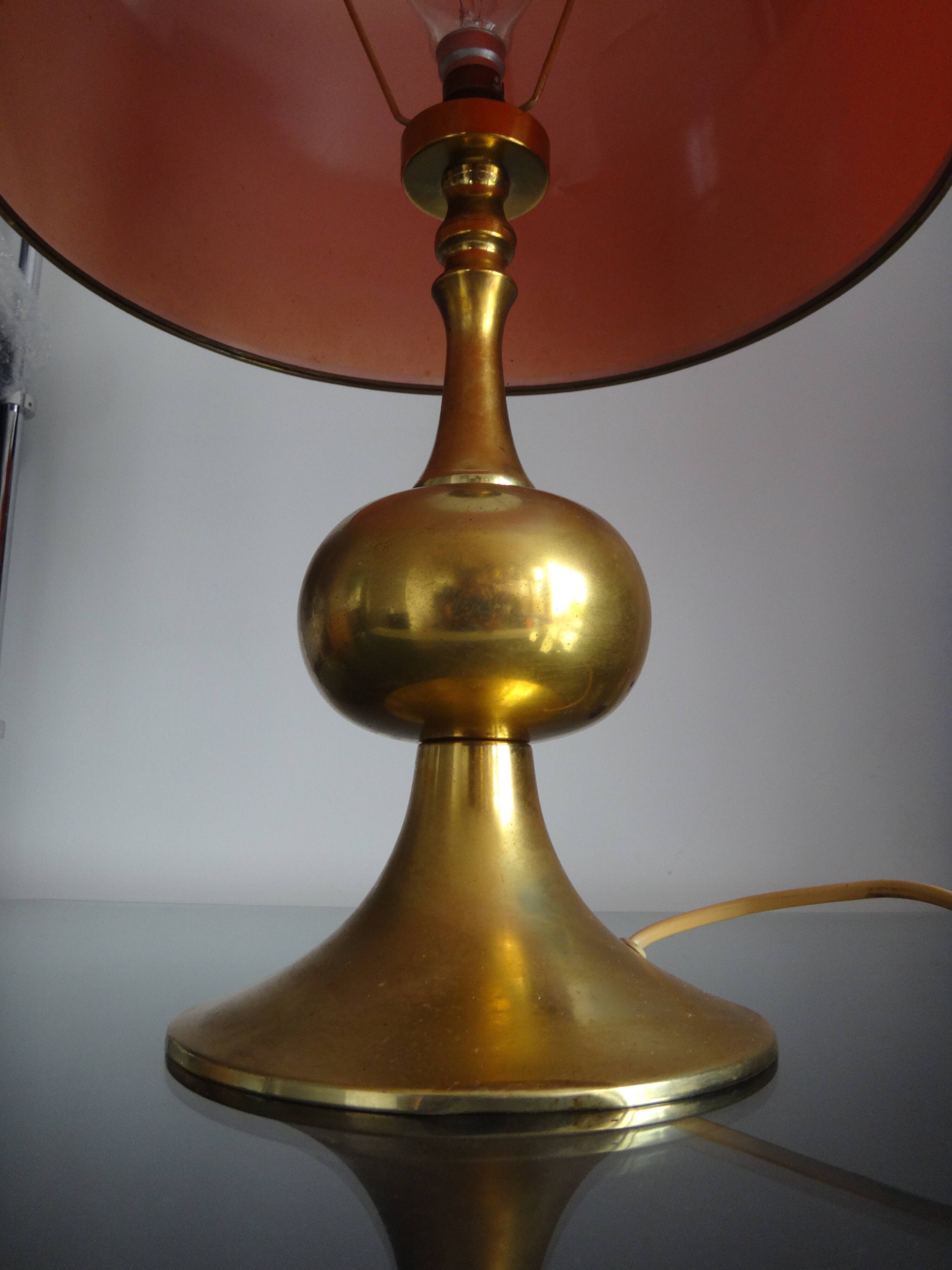 Gold table lamp design Barbier tulip 1970 designer
