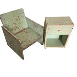 Ensemble de meubles de poupée en bois, jouet enfant, années 1960