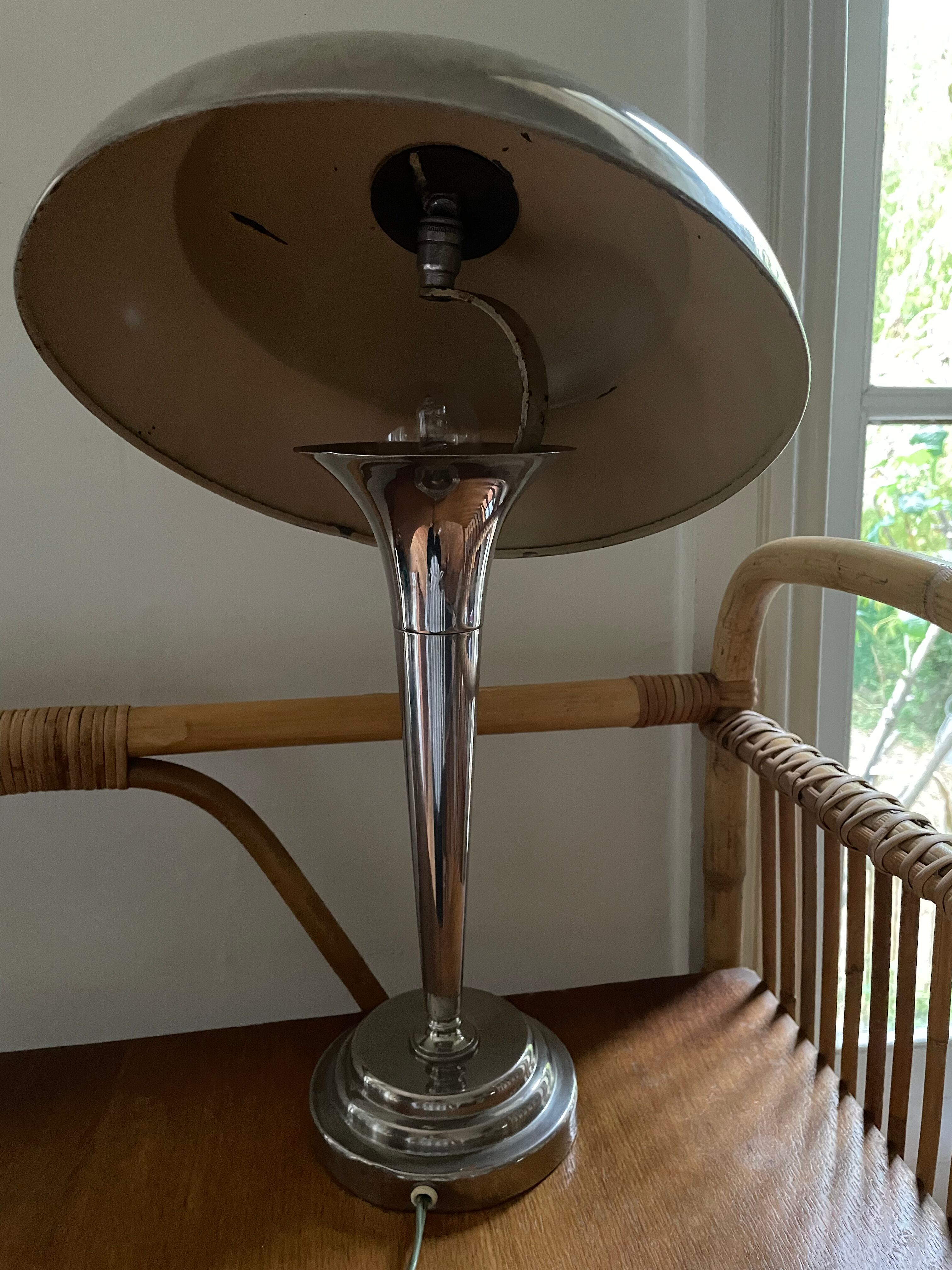 Art deco chrome mushroom lamp