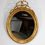 Miroir Ovale en Bois Doré, Style Louis XVI, époque Napoléon III – Milieu XIXe