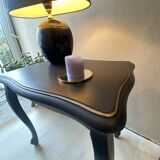 Duo de tables d'appoint vintage relookées - Noir mat et détails dorés