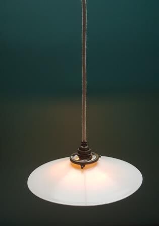 White opaline hanging lamp cable hemp