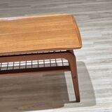 Arne Hovmand-Olsen coffee table with a rattan rack