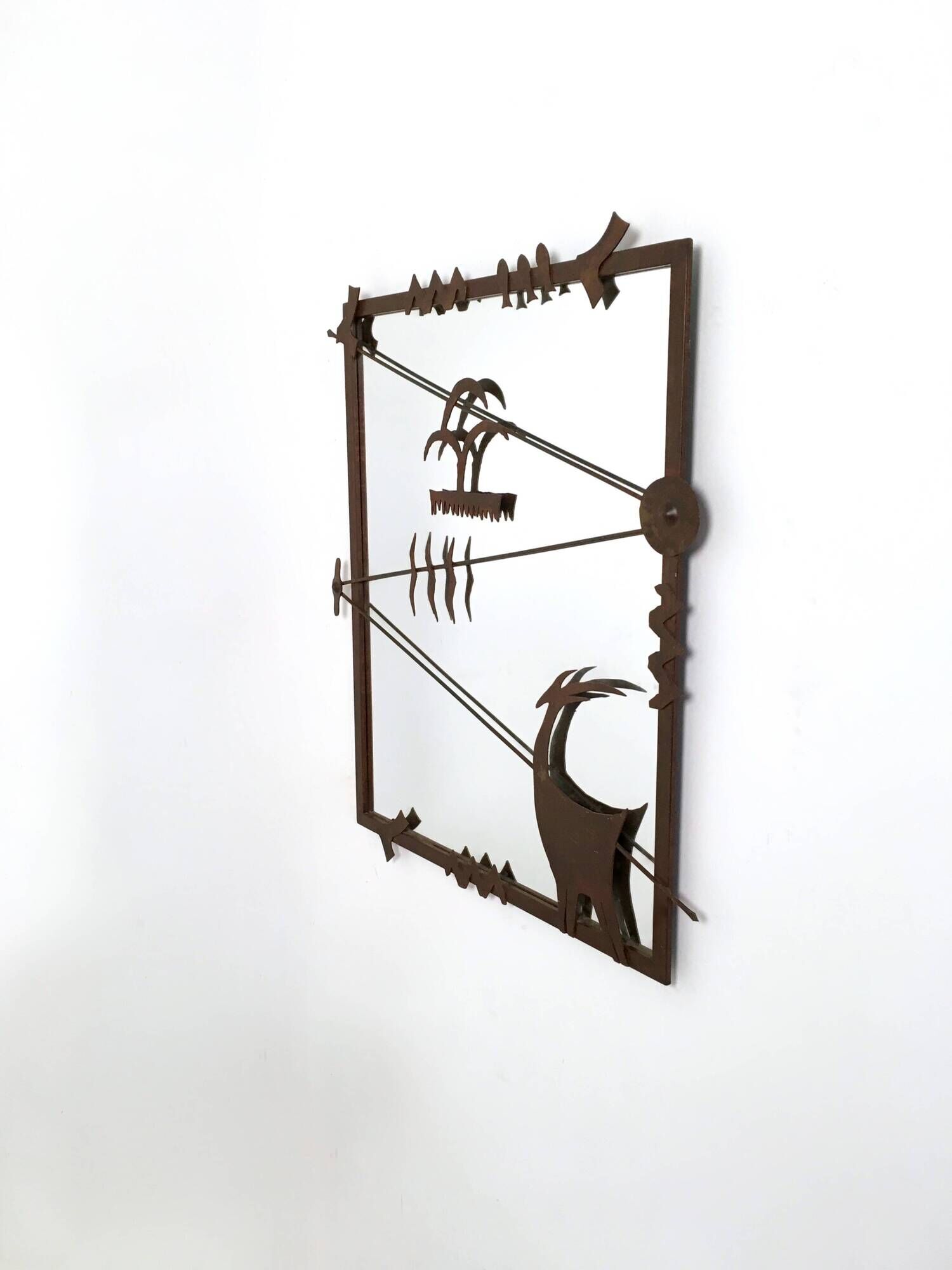 Contemporary Wall Mirror with Iron Frame, Italy