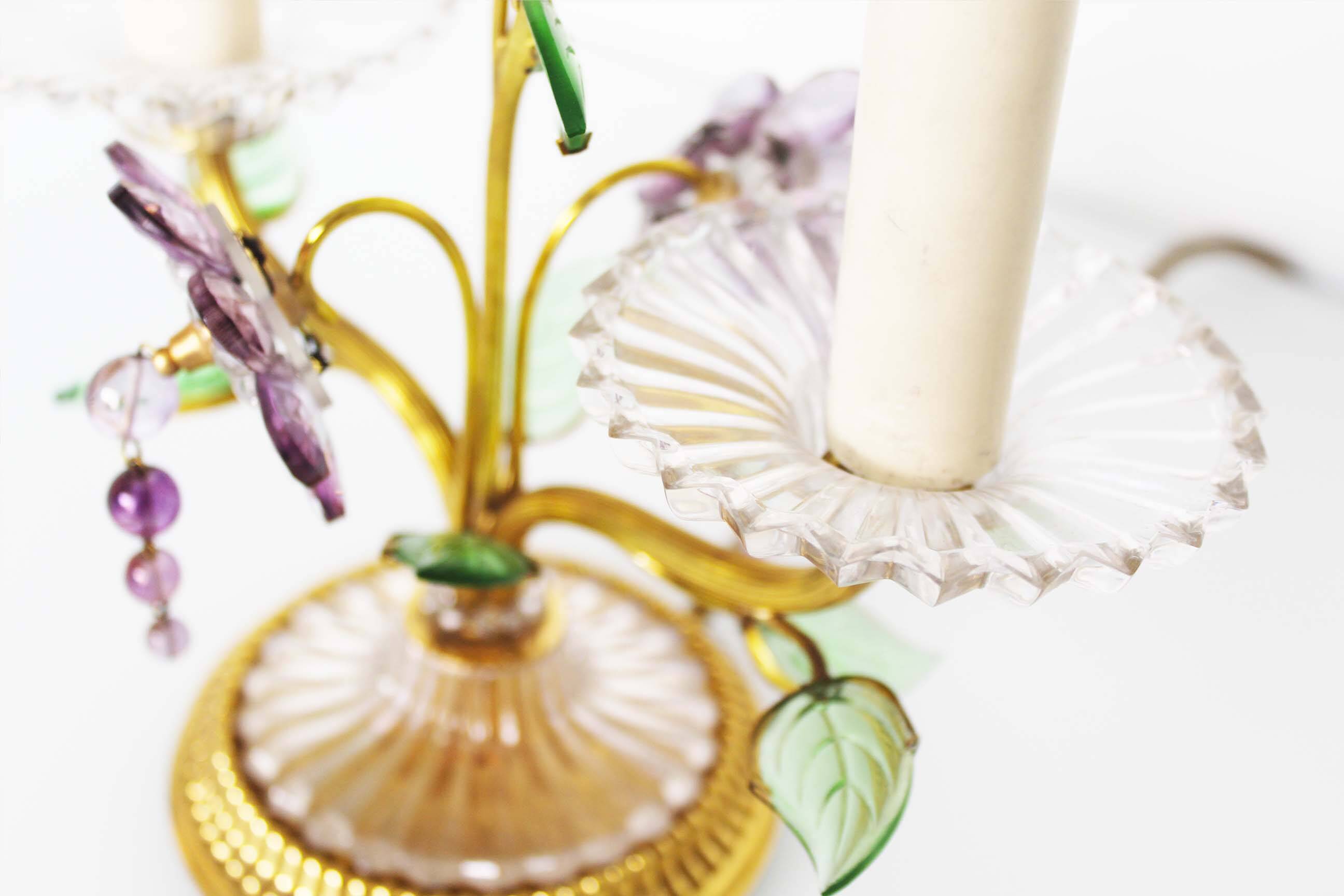 Incredible large gilt and crystal Floral table lamp by Palwa