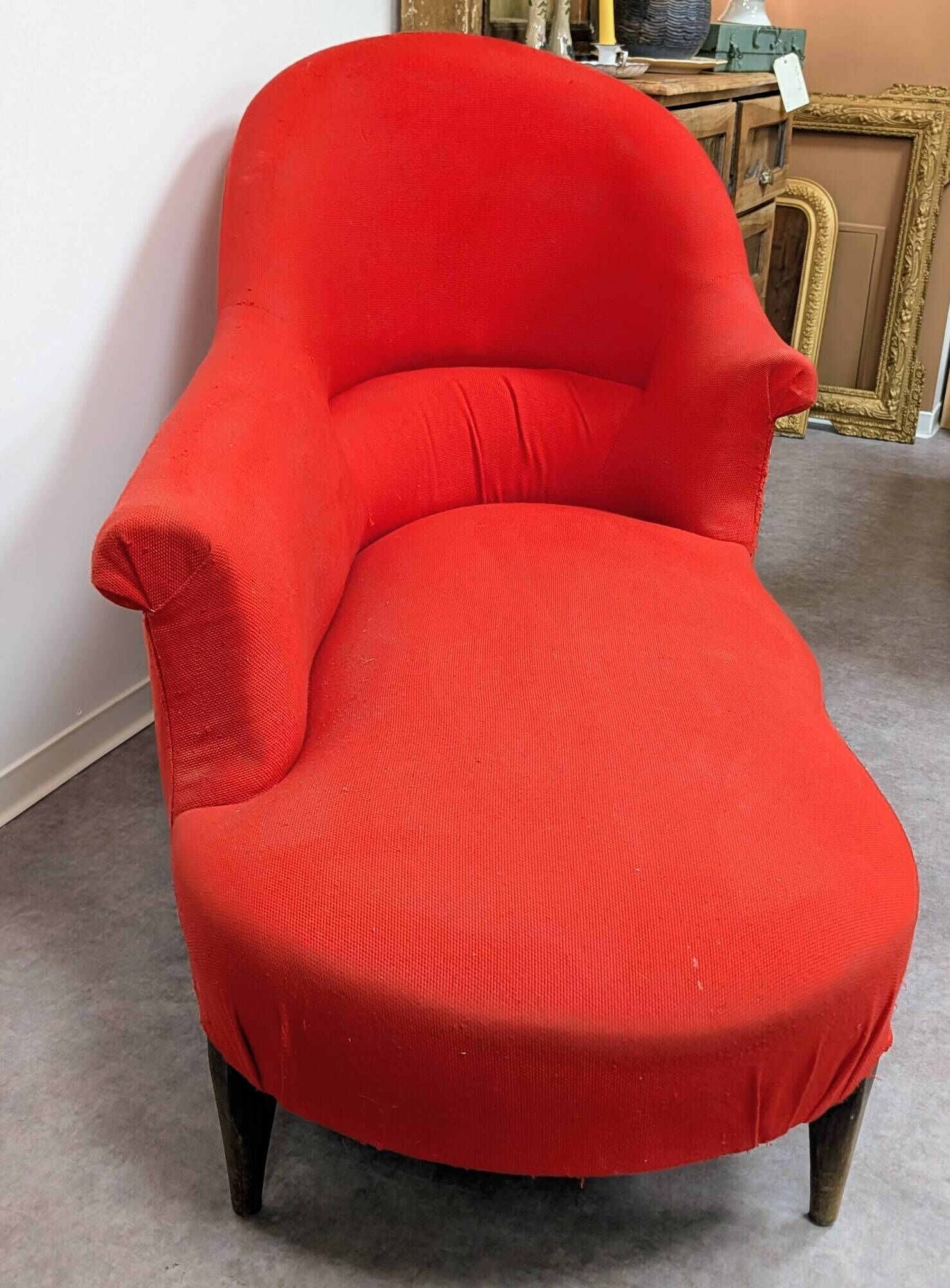 Old poppy red meridian sofa