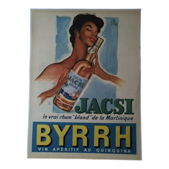 Paper advertisement Rum Martinique Jacsi Byrrh from period review