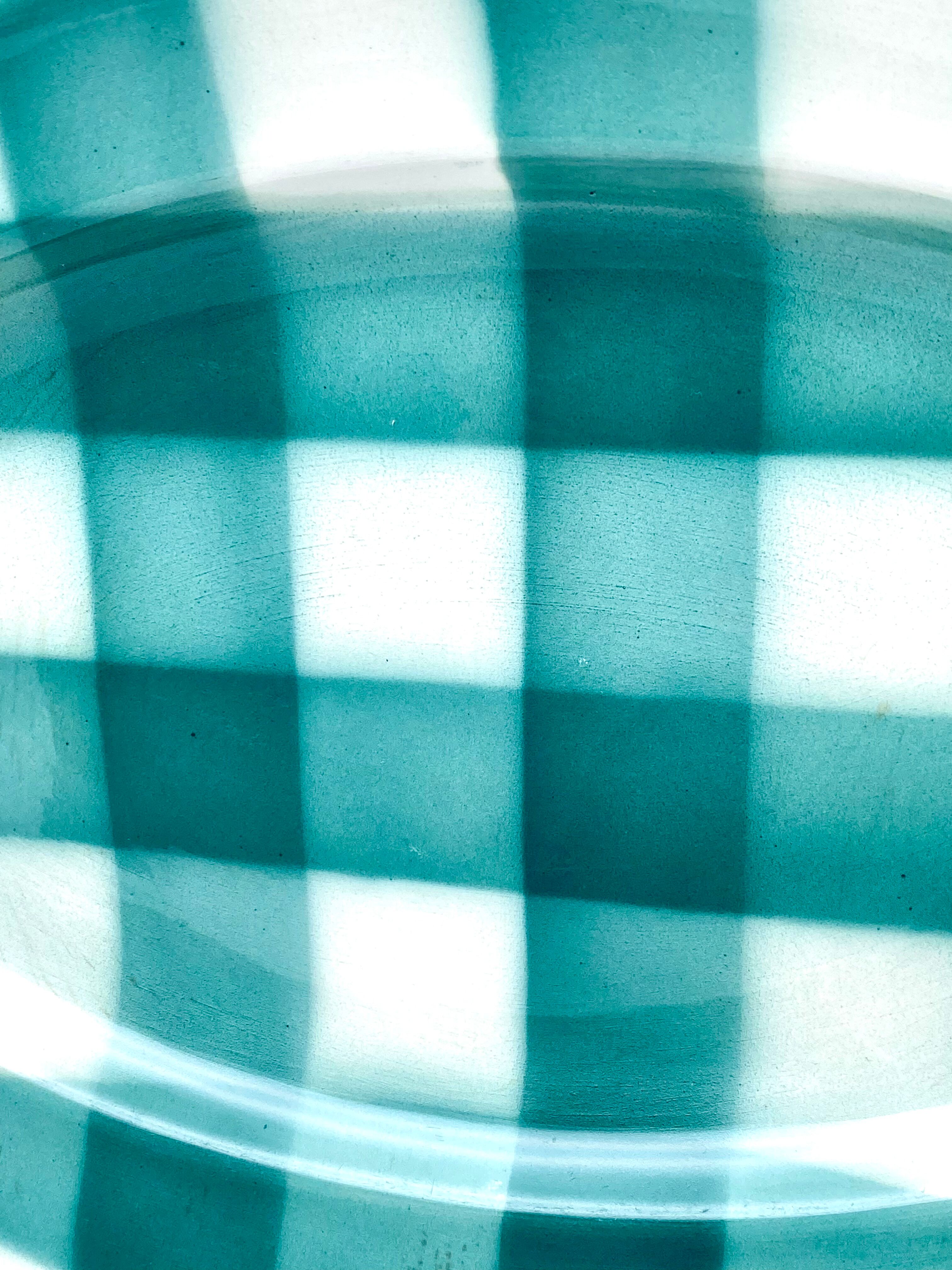 Vintage beige and green checkered service