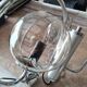 Chandelier with chrome metal frame from the 70s, 3 smoked globes