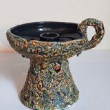 Pair of vintage Vanoise honey foam ceramic candlesticks