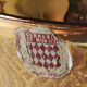 Ball vase stamped Verrerie de Monaco/Monte Carlo. In gold granite glass