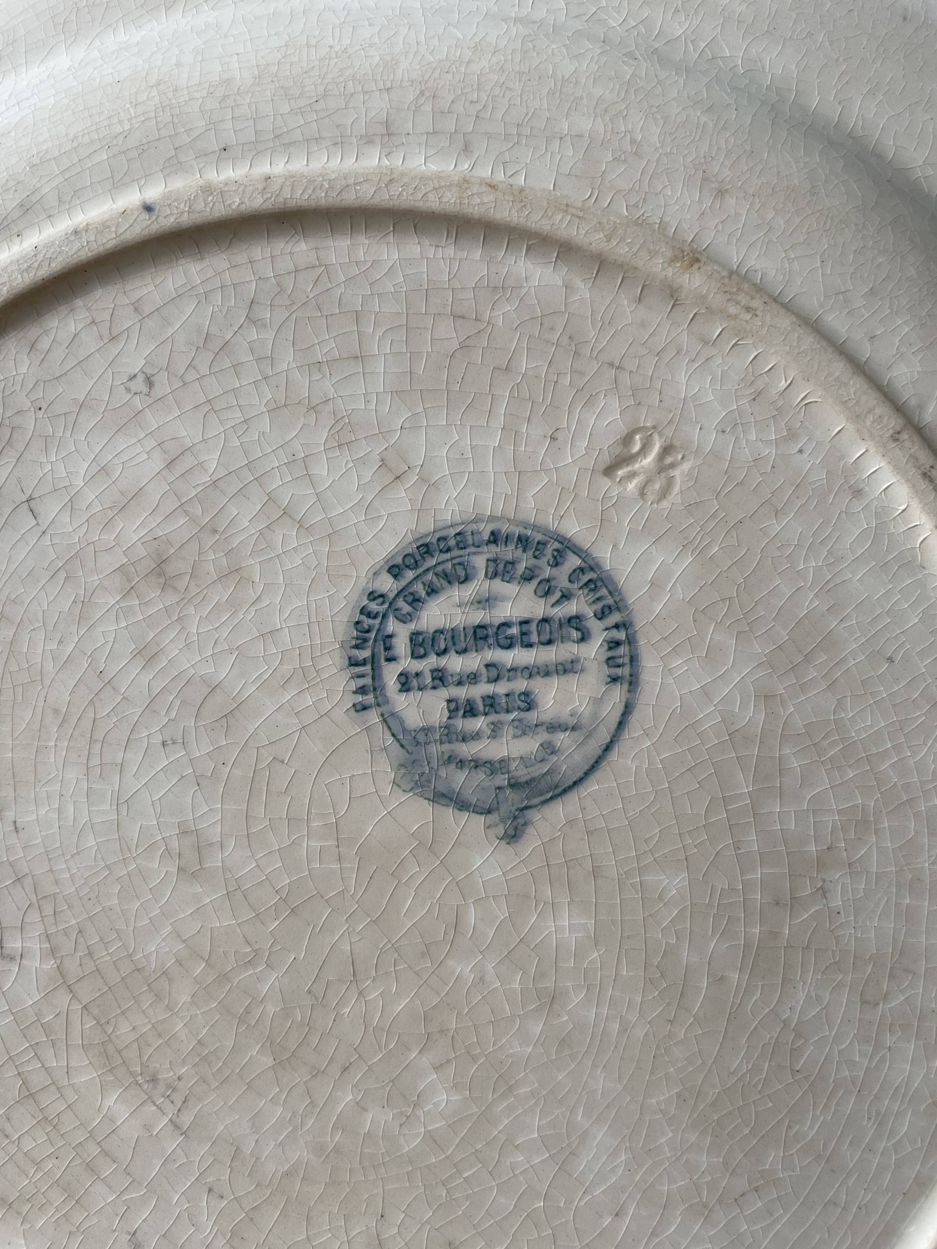 Plat rond Grand Dépôt, E Bourgeois Paris, XIXème