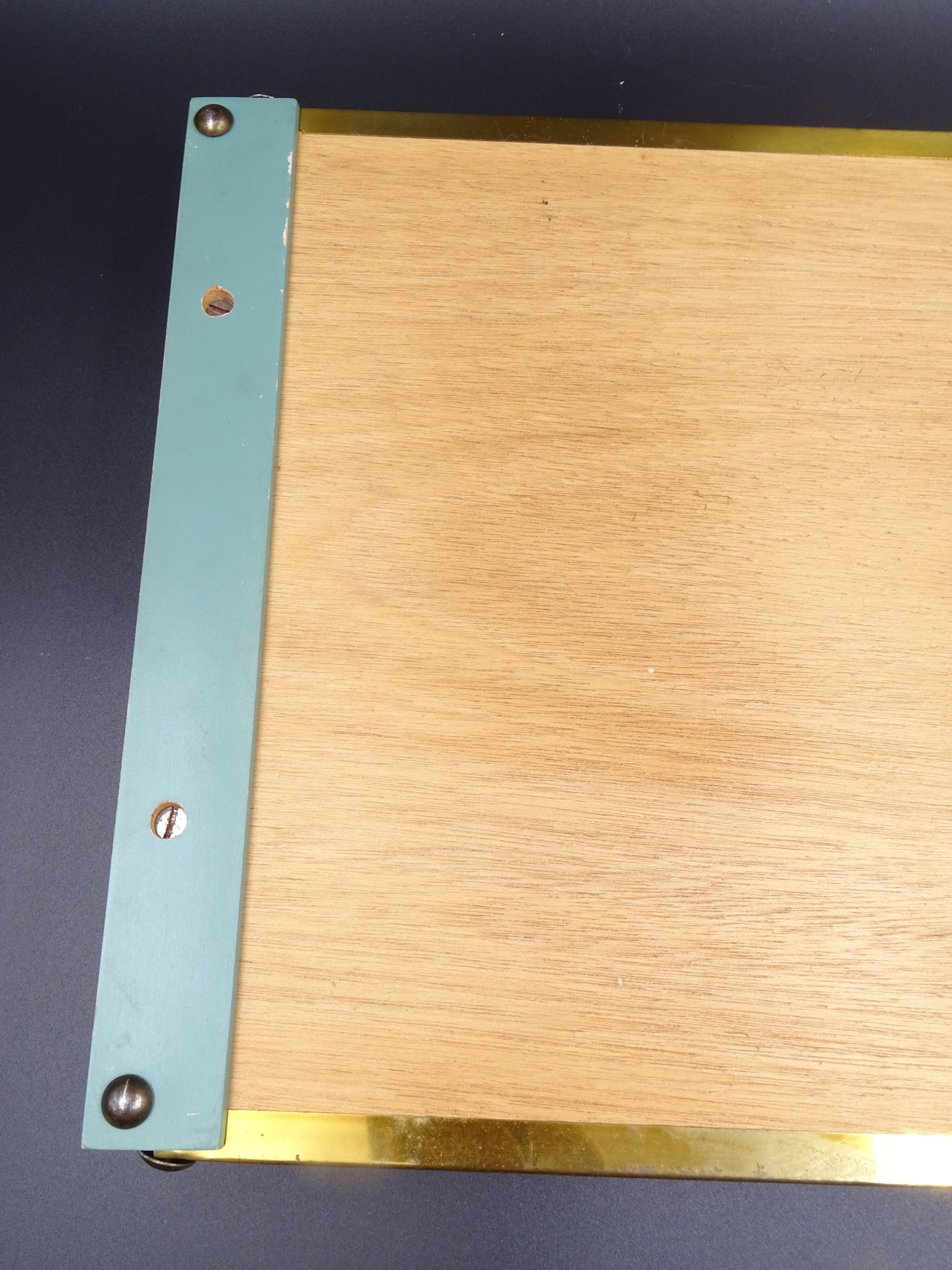 Small wooden metal top and mirror around 1950