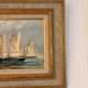 Old Oil Painting Marine Boat Signed Odile C Frigate