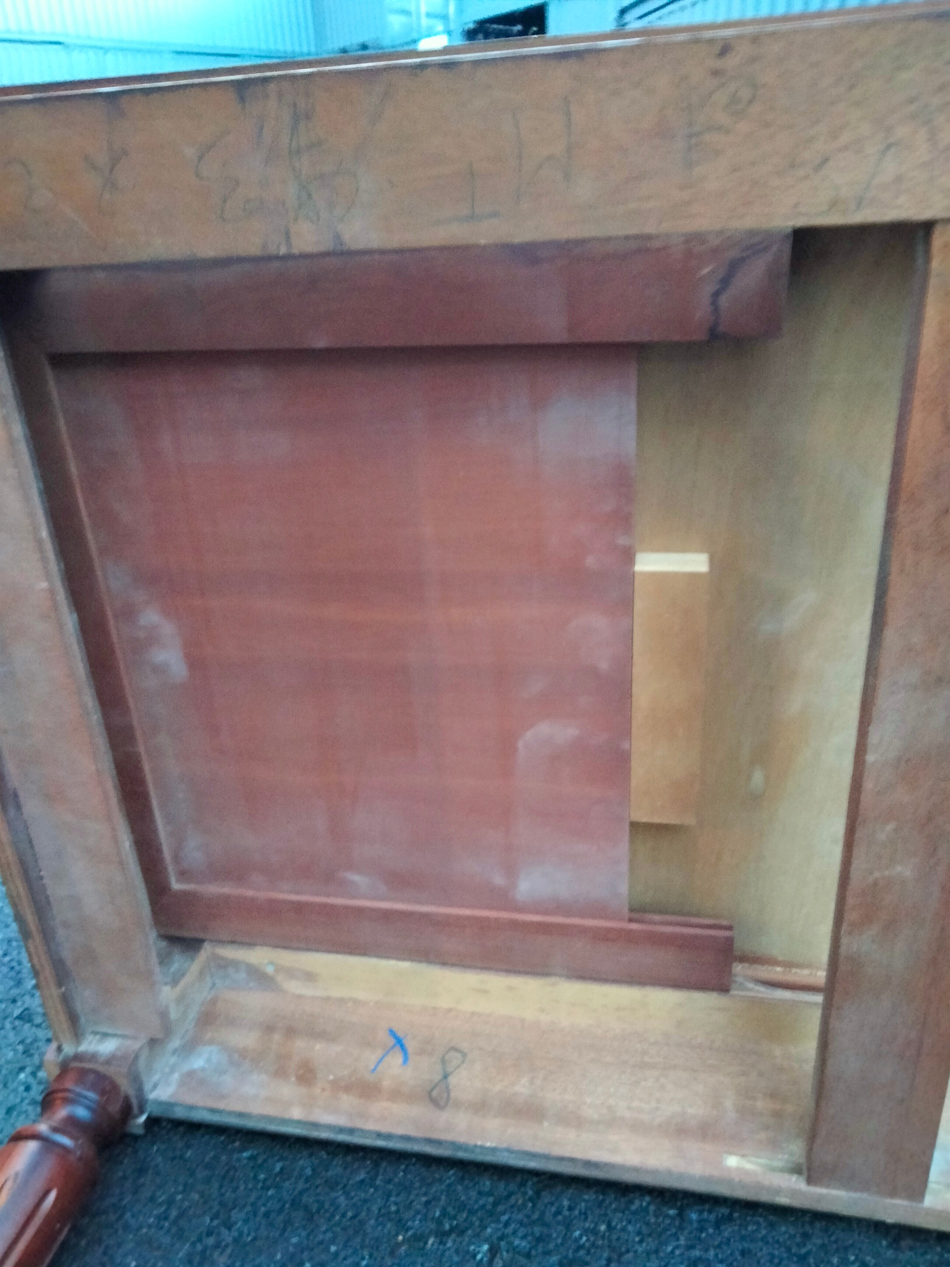 Old style flat desk louis xvi leather tray with 2 pulls