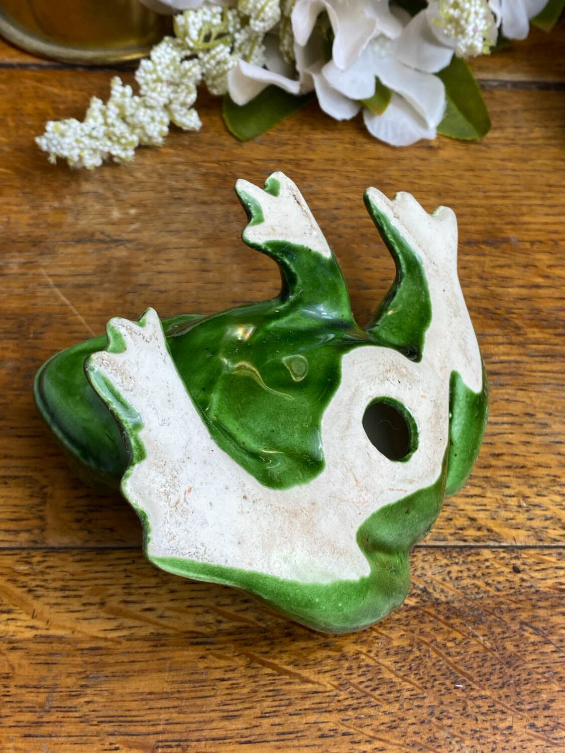 Glazed ceramic frog