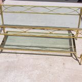 Gold metal and glass coffee table
