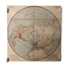 Mappemonde carte ancienne hémisphère nord des lignes aériennes