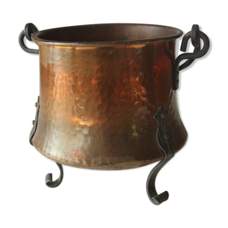 Cache pot en cuivre vintage années 70