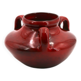 Blood red ceramic handled vase by Max Idlas, 1960s.