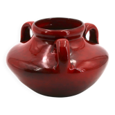 Blood red ceramic handled vase by Max Idlas, 1960s.
