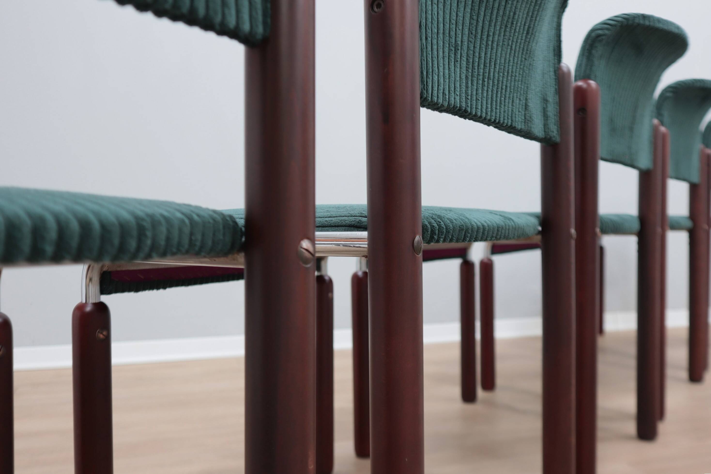 Vintage chrome and wood tubular chairs 1970s