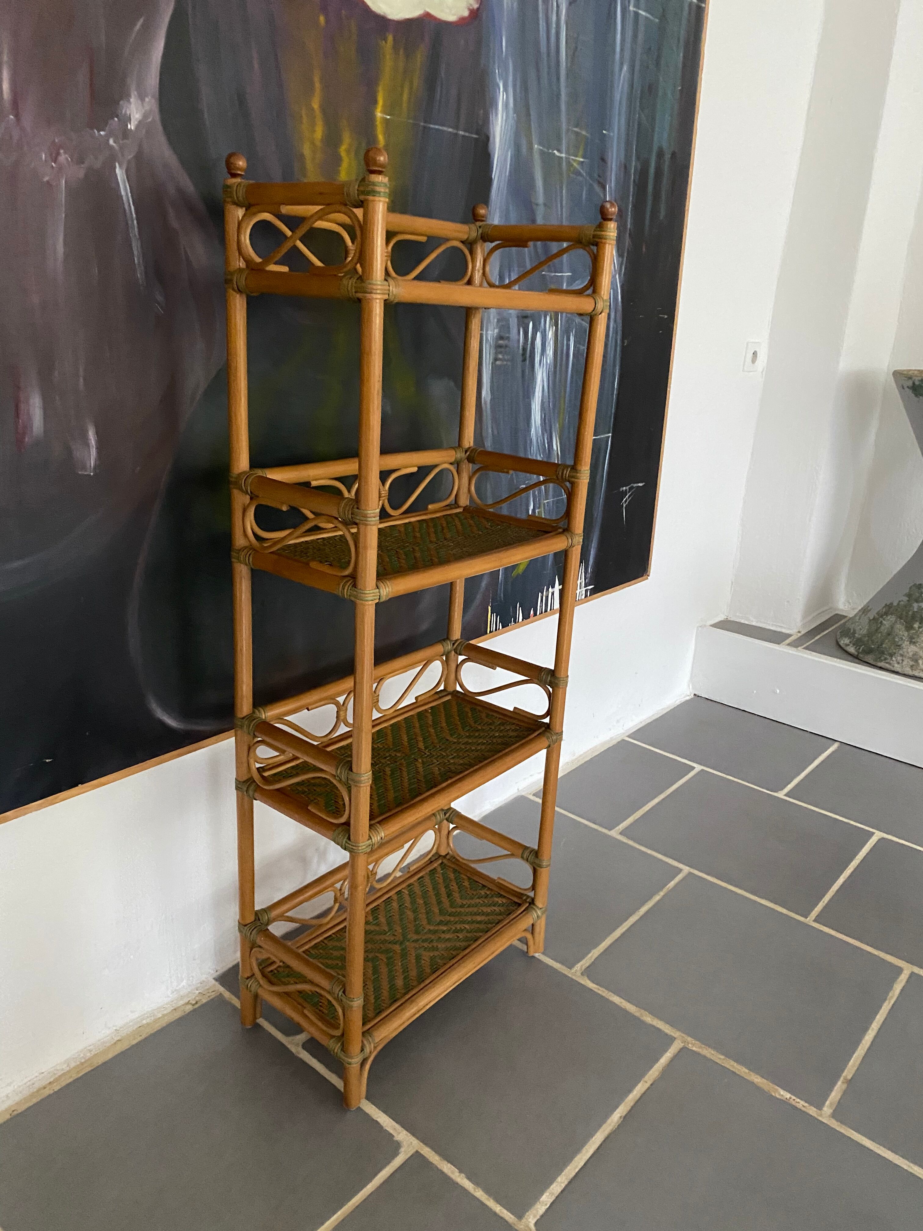 Vintage rattan shelves