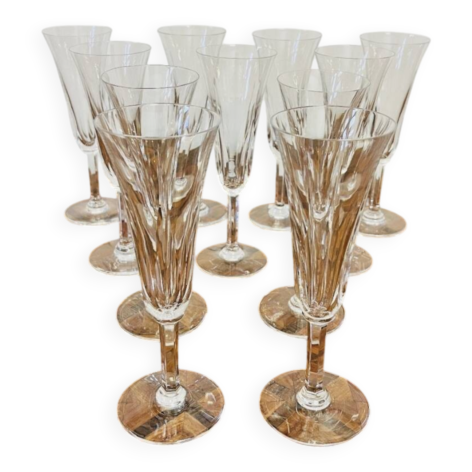 11 Saint-Louis crystal champagne flutes – Cerdagne pattern