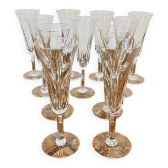11 flûtes à champagne en cristal Saint-Louis – modèle Cerdagne